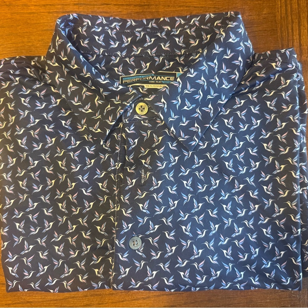 Roundtree & Yorke Navy and White Patterned Shirt